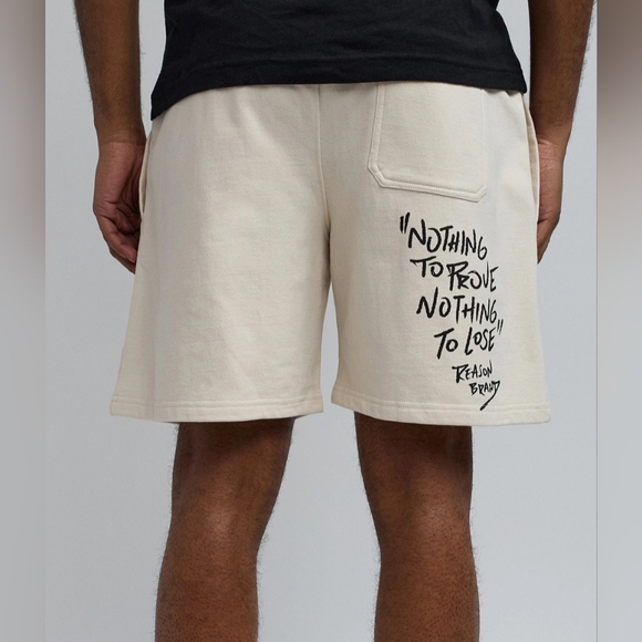 Reason Brand Walter Khaki Cream Graphic and Quote Shorts Size XXL NWT BS-2927 - Picture 7 of 7